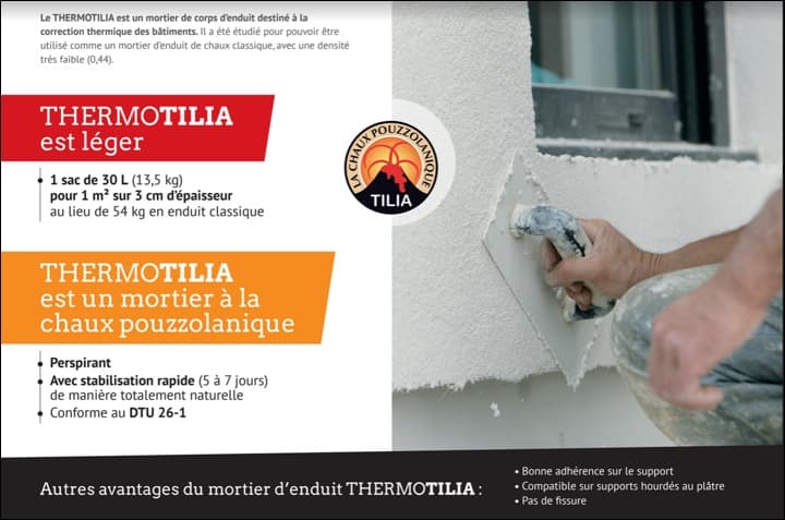 THERMOTILIA le mortier de corps d’enduit innovant : thermique & hyper léger grâce à la composition à base de micro-billes pour le prix d’un enduit classique. — photo 1